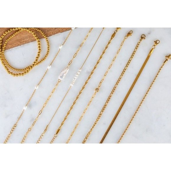 Classic Herringbone Bracelet Beautiful Gold Stacking Bracelet WATERPROOF Jewelry - Picture 3 of 12